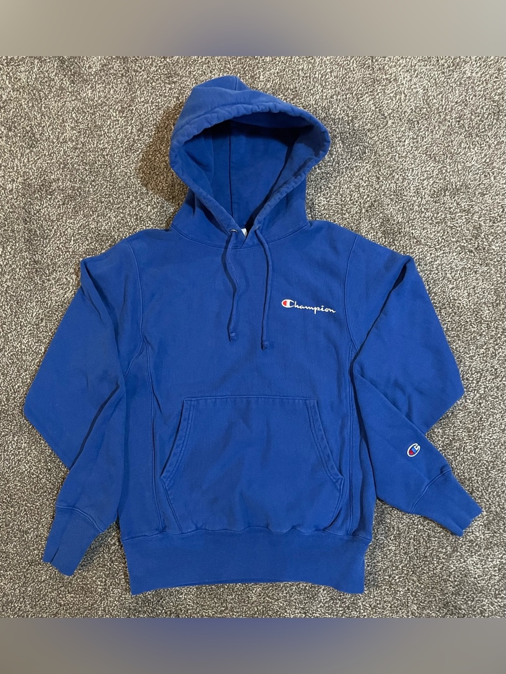 Champion Royal Blue Pullover Hoodie with Script Logo